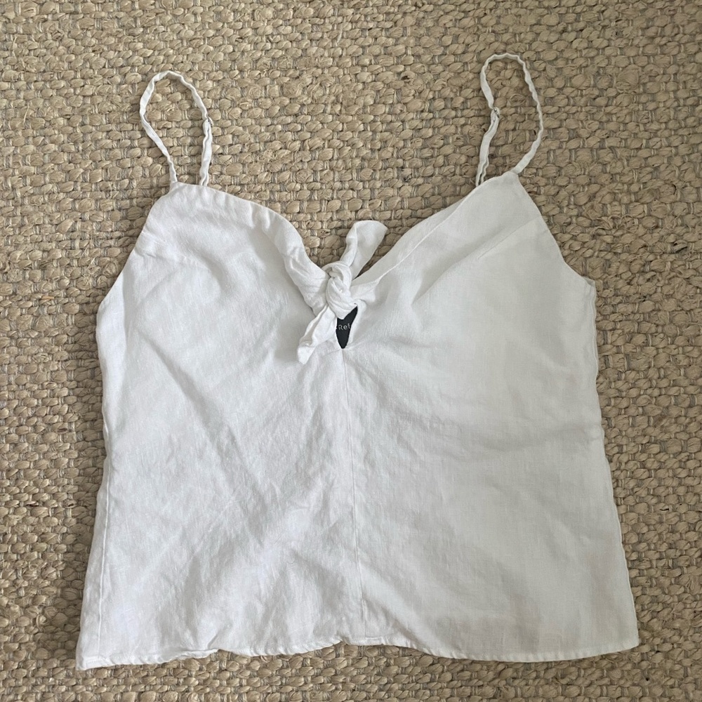 White reformation linen crop tank